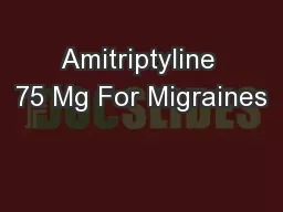 Amitriptyline 75 Mg For Migraines