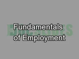 Fundamentals of Employment