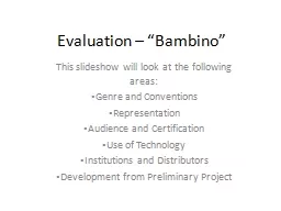 Evaluation – “Bambino”
