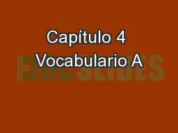 Capítulo 4 Vocabulario A