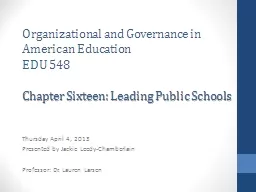 Organizational and Governance in American Education