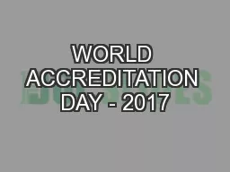 WORLD ACCREDITATION DAY - 2017
