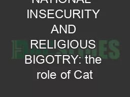 NATIONAL  INSECURITY AND RELIGIOUS BIGOTRY: the role of Cat