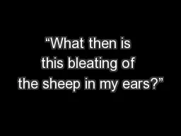 “What then is this bleating of the sheep in my ears?”