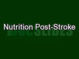 Nutrition Post-Stroke