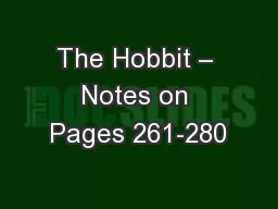 The Hobbit – Notes on Pages 261-280