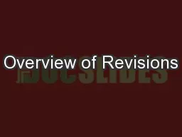 Overview of Revisions