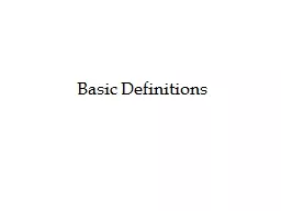 Basic Definitions