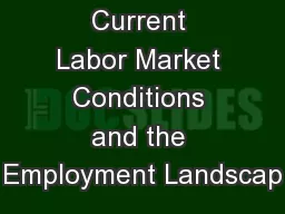 Current Labor Market Conditions and the Employment Landscap