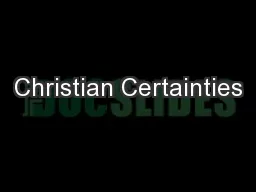 Christian Certainties
