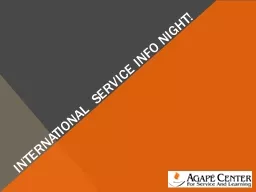 International Service INFO night!