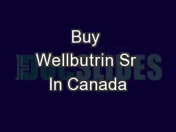 Buy Wellbutrin Sr In Canada
