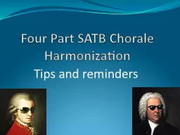 Four Part SATB Chorale Harmonization