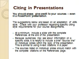 Citing in Presentations
