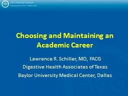 Choosing and Maintaining an Academic Career