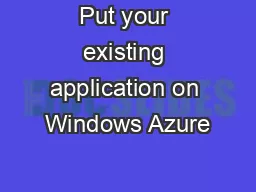 Put your existing application on Windows Azure