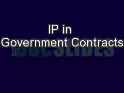 IP in Government Contracts