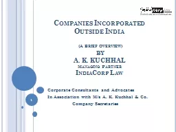 Companies Incorporated  Outside India