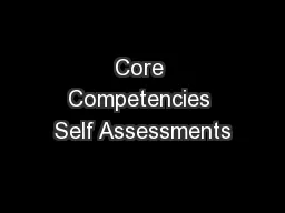 Core Competencies Self Assessments