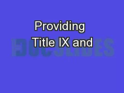 Providing Title IX and