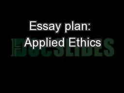 Essay plan: Applied Ethics