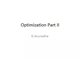 Optimization Part II