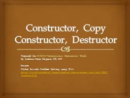 Constructor, Copy Constructor, Destructor
