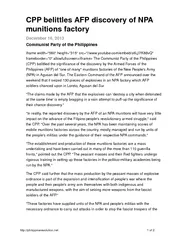 CPP belittles AFP discovery of NPA munitions factory D