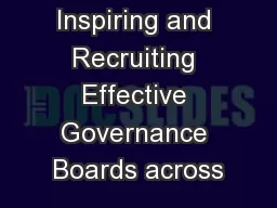 Inspiring and Recruiting Effective Governance Boards across