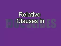 Relative Clauses in