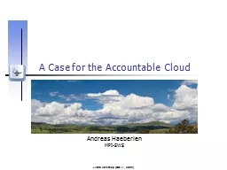 A Case for the Accountable Cloud
