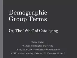 Demographic Group Terms