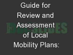 Guide for Review and Assessment of Local Mobility Plans:
