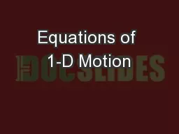 Equations of 1-D Motion