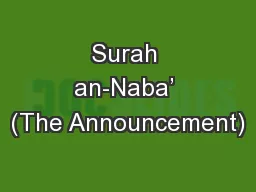 Surah an-Naba’ (The Announcement)