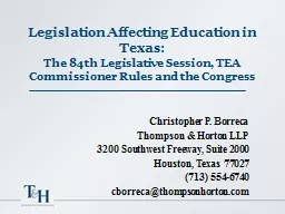 Legislation Affecting Education in Texas: