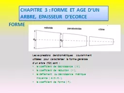CHAPITRE 3 : FORME ET AGE D’UN ARBRE, EPAISSEUR D’ECORC