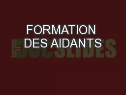 FORMATION DES AIDANTS