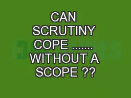 CAN SCRUTINY COPE ....... WITHOUT A SCOPE ??