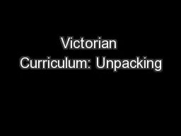 Victorian Curriculum: Unpacking
