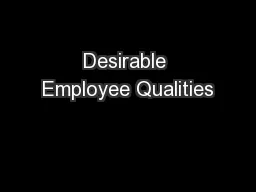 Desirable Employee Qualities