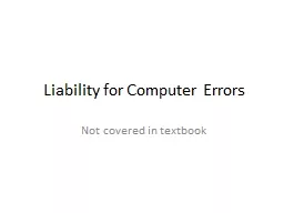 Liability for Computer Errors
