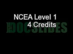 NCEA Level 1      4 Credits