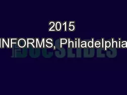 2015 INFORMS, Philadelphia
