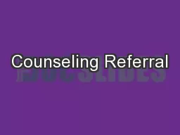 Counseling Referral