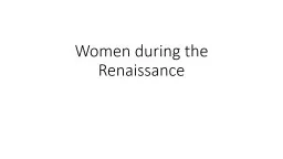 Women during the Renaissance