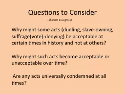 Questions to Consider