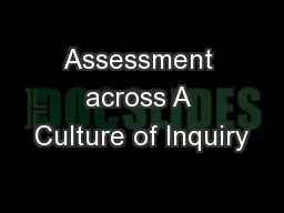 Assessment across A Culture of Inquiry