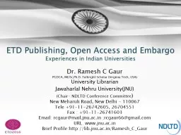 ETD Publishing, Open Access and