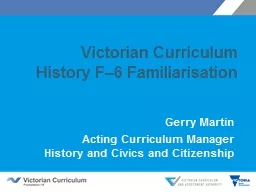 Victorian Curriculum History F–6 Familiarisation